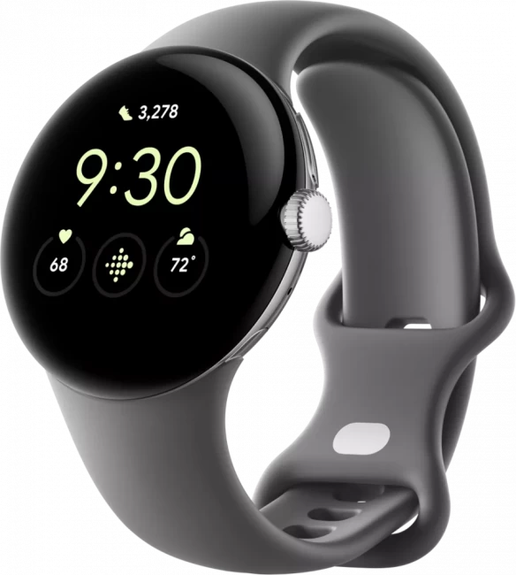 Смарт-часы Google Pixel Watch LTE (глянцевый серебристый/угольный) - фото