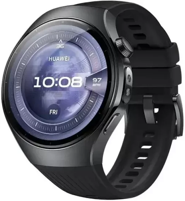 Умные часы Huawei Watch 5 46 мм (черный, с черным силиконовым ремешком, международная версия) - фото