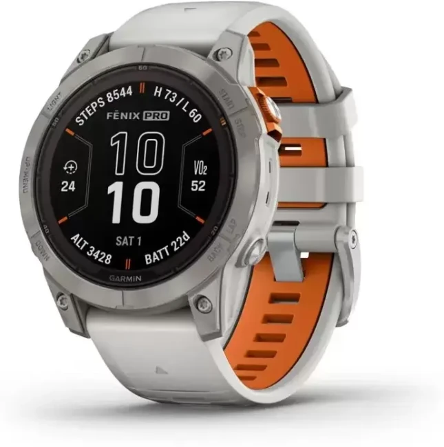 Умные часы Garmin Fenix 7X Pro Sapphire Solar (титан/оранжевый) - фото