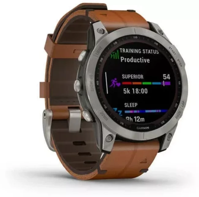 Умные часы Garmin Fenix 7X Sapphire Solar 51 мм (титан/каштановый кожа) - фото2