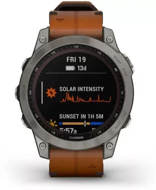 Умные часы Garmin Fenix 7X Sapphire Solar 51 мм (титан/каштановый кожа) - фото3