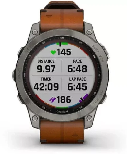 Умные часы Garmin Fenix 7X Sapphire Solar 51 мм (титан/каштановый кожа) - фото4