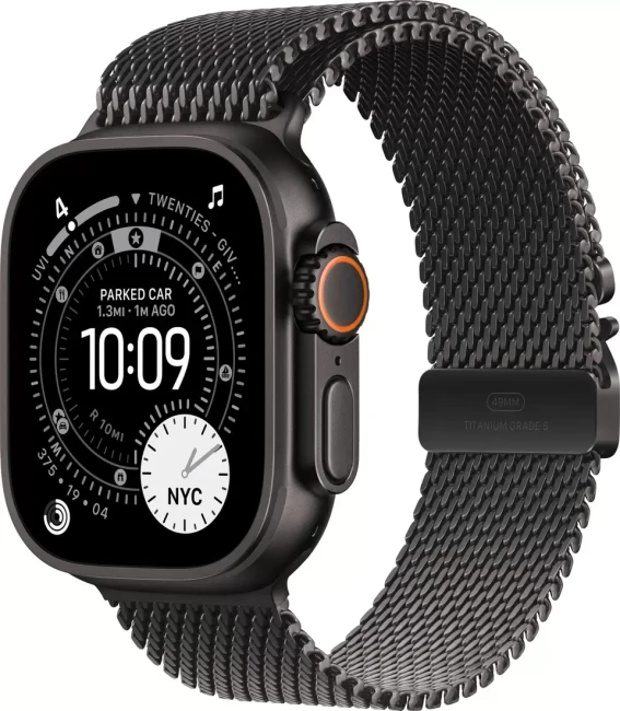  Умные часы Apple Watch Ultra 3 LTE 49 мм (титановый корпус, черный/черный, миланская петля L) - фото