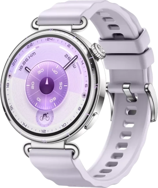 Умные часы Huawei Watch GT 6 41 мм (серебристый, с сиреневым силиконовым ремешком, международная версия) - фото
