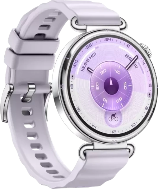 Умные часы Huawei Watch GT 6 41 мм (серебристый, с сиреневым силиконовым ремешком, международная версия) - фото3