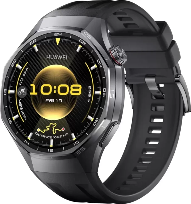 Умные часы Huawei Watch GT 6 Pro 46 мм (черный, с черным силиконовым ремешком, международная версия) - фото