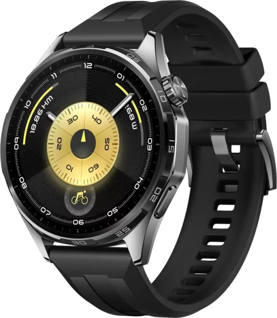 Умные часы Huawei Watch GT 6 46 мм (черный, с черным силиконовым ремешком, международная версия) - фото