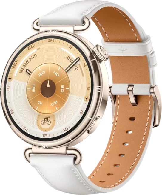 Умные часы Huawei Watch GT 6 41 мм (золотистый, с белым кожаным ремешком, международная версия) - фото
