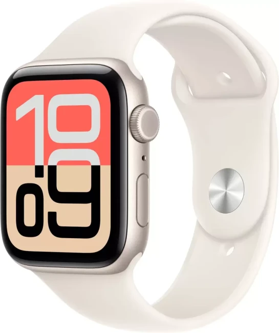 Умные часы Apple Watch SE 3 LTE 40 мм (алюминиевый корпус, звездный свет/звездный свет, спортивный силиконовый ремешок S/M) - фото