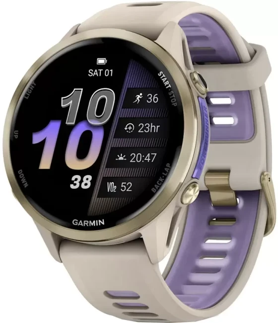 Умные часы Garmin Forerunner 970 47 мм (бежевый/фиолетовый) - фото