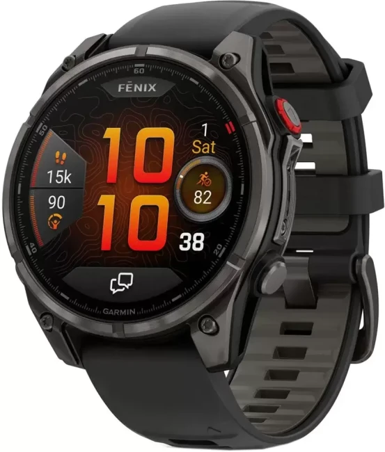 Умные часы Garmin Fenix 8 Pro 51мм (серый, черный силиконовый ремешок) - фото