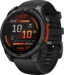 Умные часы Garmin Fenix 8 47мм (серый, черный силиконовый ремешок) - фото