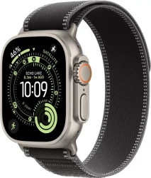 Умные часы Apple Watch Ultra 3 LTE 49 мм (титановый корпус, природный/черный, нейлоновый ремешок размера S/M) - фото