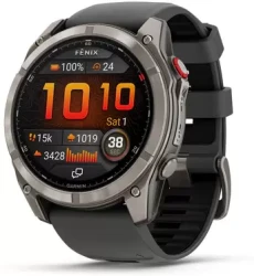 Умные часы Garmin Fenix 8 Pro 51мм (титановый, черный силиконовый ремешок) - фото
