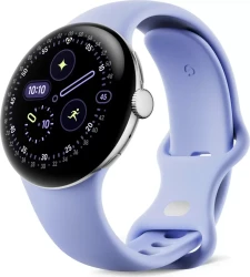 Умные часы Google Pixel Watch 4 41 мм (глянцевый серебристый/айрис, спортивный силиконовый ремешок) - фото